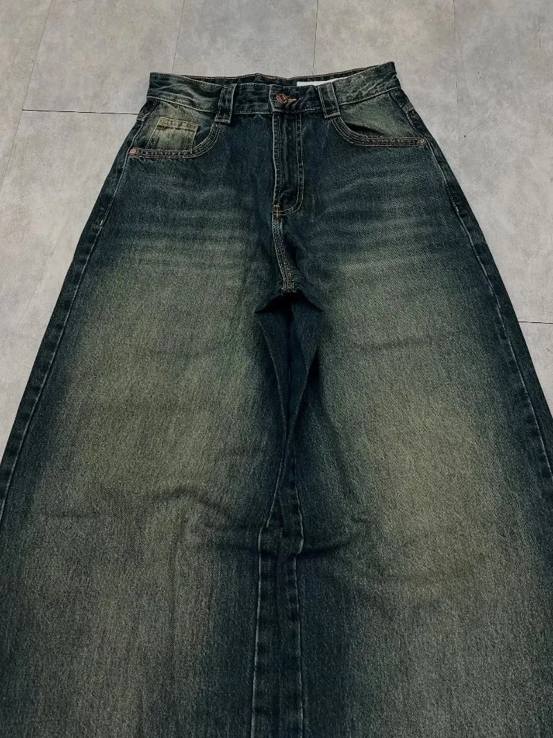 Y2K American New Pattern Embroidery Baggy Jeans Men High Street Vintage Hip Hop Fashion Casual Joker Couple Wide-leg Pants — image 4