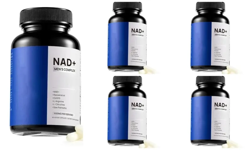NAD+ Men's Complex Capsules 1000mg with CoQ10 Resveratrol Cellular Energy & Vitality Supplement Supports Muscle Health 60 Count