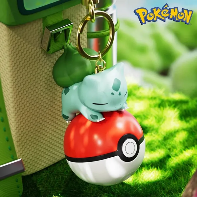 Pokemon bonito brilhante série charme pokeball chaveiro modelo boneca pikachu piplup bulbasaur figura de ação dos desenhos animados saco acessório presente