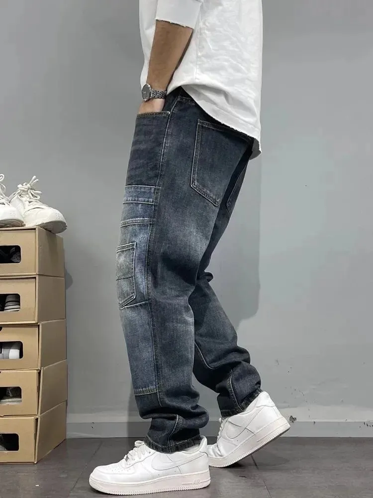 Spring/Autumn Fashion Trendy American Retro Straight Leg Stretch Denim Jeans Men's Casual Loose Fit Sports High Quality Jeans