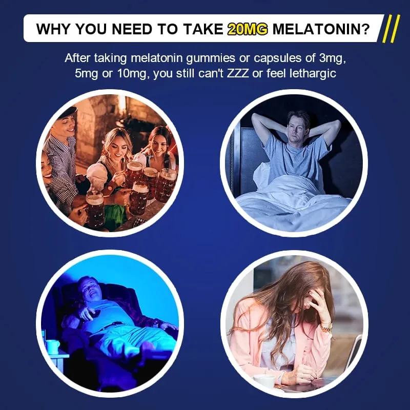 Melatonin 20mg alvási étrend-kiegészítő 120 db eper ízű kapszula melatonint tartalmaz – egészséges alvás — image 3