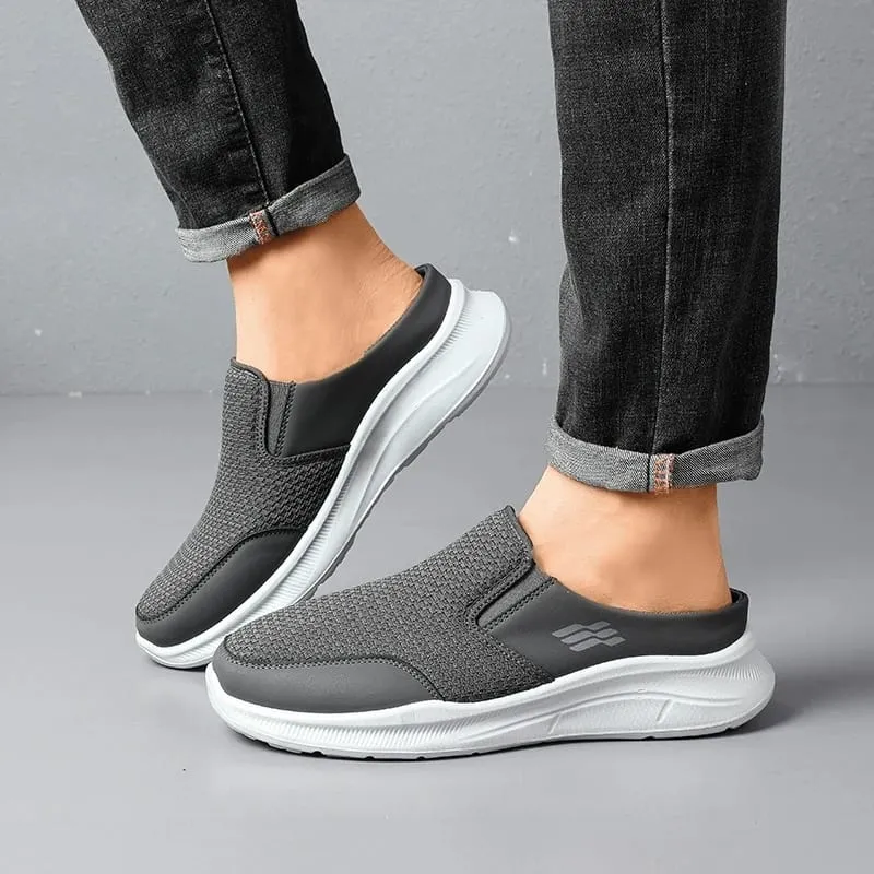 Pull-on Dual Wear Breathable Grid Knit Walking Mules Integrated Elastic Side Gore Panel Rib Segmented Full White Footwear — image 6