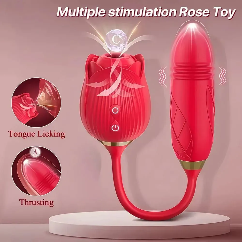 Hoa Hồng 3in1 Hút Máy Rung Nữ Kính Thiên Văn Âm Vật Máy Kích Thích Dương Vật Giả Liếm Máy Mát Xa Âm Đạo Masturbator Đồ Chơi Tình Dục Cho Nữ