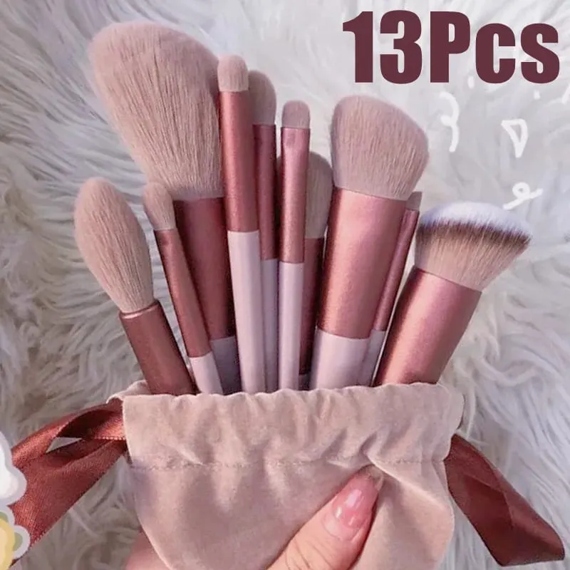 13Pcs Soft Beauty Makeup Brushes Set Foundation Eyeshadow Blush Cosmetic Tools with Storage Bag for Women — image 1