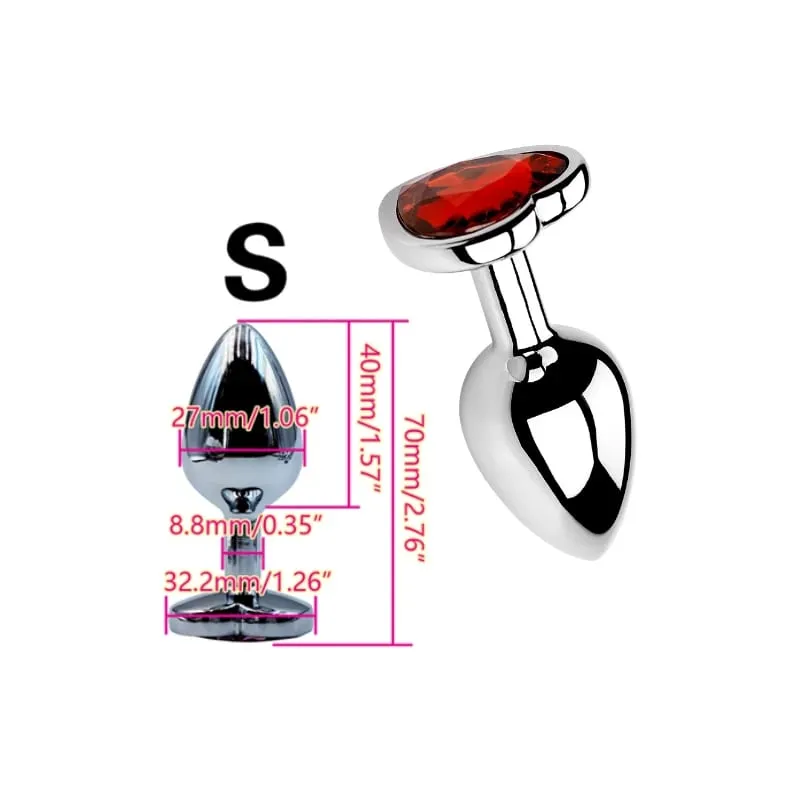 Heart Shaped Metal Anal Plug Butt Plug 6 Colors S/M/L Sizes Unisex Adult Sex Toys for Men Women Anal Massager Pleasure Toy