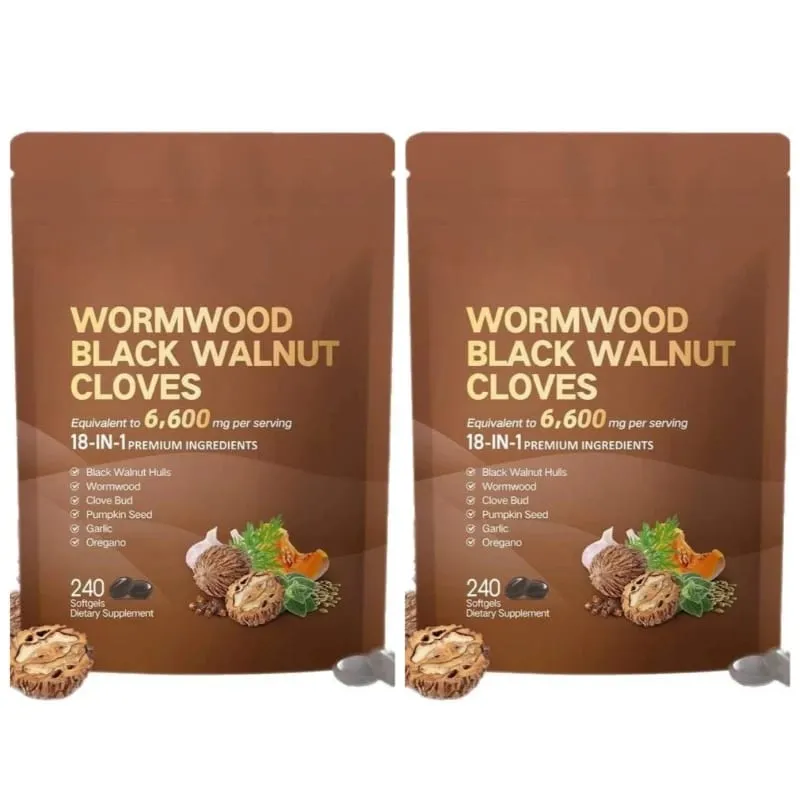 Wormwood Black Walnut Cloves 6600mg 18 In 1 Herbal Softgels Detox Digestive Health Gut Support Pumpkin Seed Garlic Oregano 240