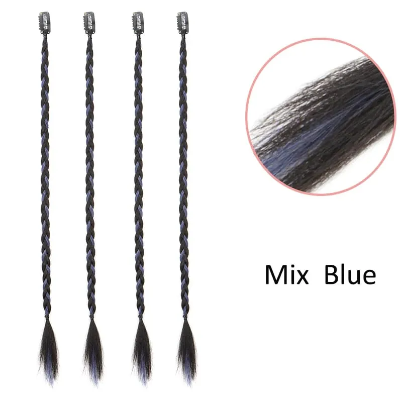 4pcs 20"Long Synthetic Clip-In Box Braid Hairpiece Extension Boho Hairstyle High-Temperature Fiber Daily Costume Party K-POP — image 8