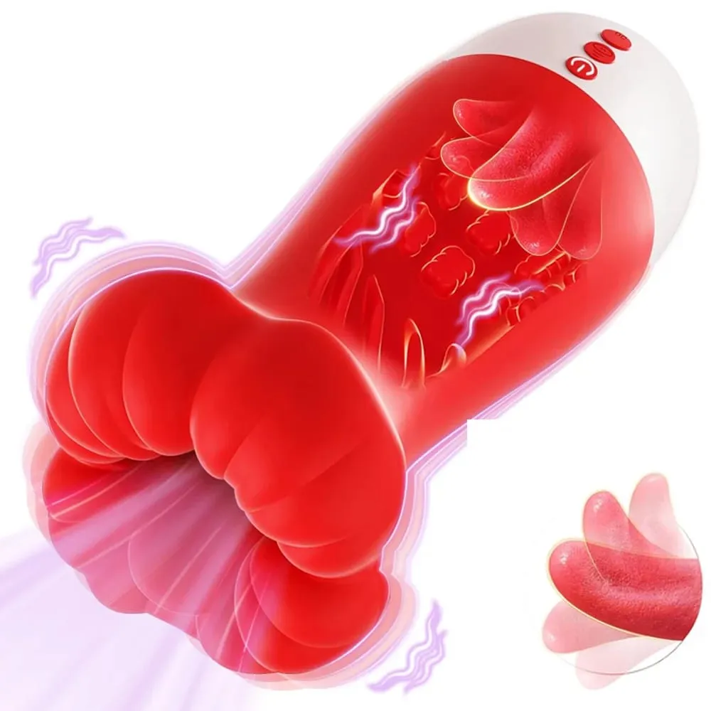 Pocket Pussy Squeezable Sleeve Penis Pump Male Maturbator 3 Natural Blowjob Sucking &10 Licking Vibrating Stroker Adult Sex Toys — image 1
