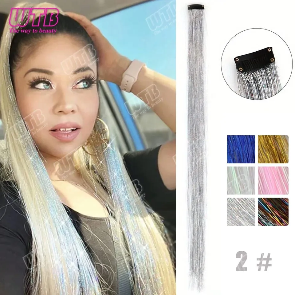 Multi-Color Glitter Synthetic Hair Extension Wig BB Clip Style Suitable for Women and Girls to Wear During Holidays and Events — image 17