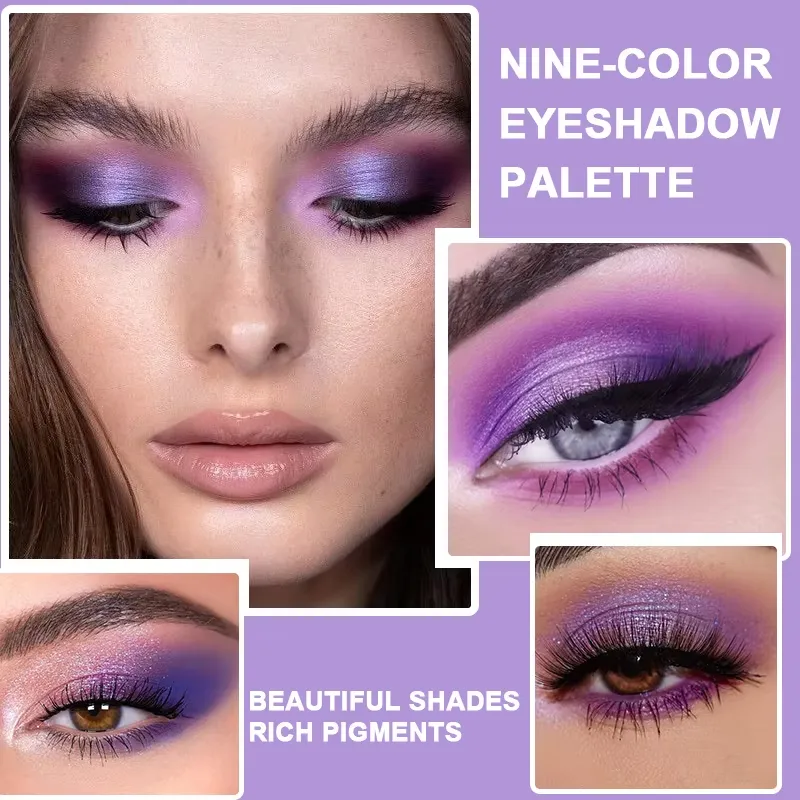 9-Grid Multi-color Eyeshadow Palette Glitter Pearlescent Matte Eye Shadow Shimmer Long Lasting Women Eye Makeup palette Cosmetic — image 5
