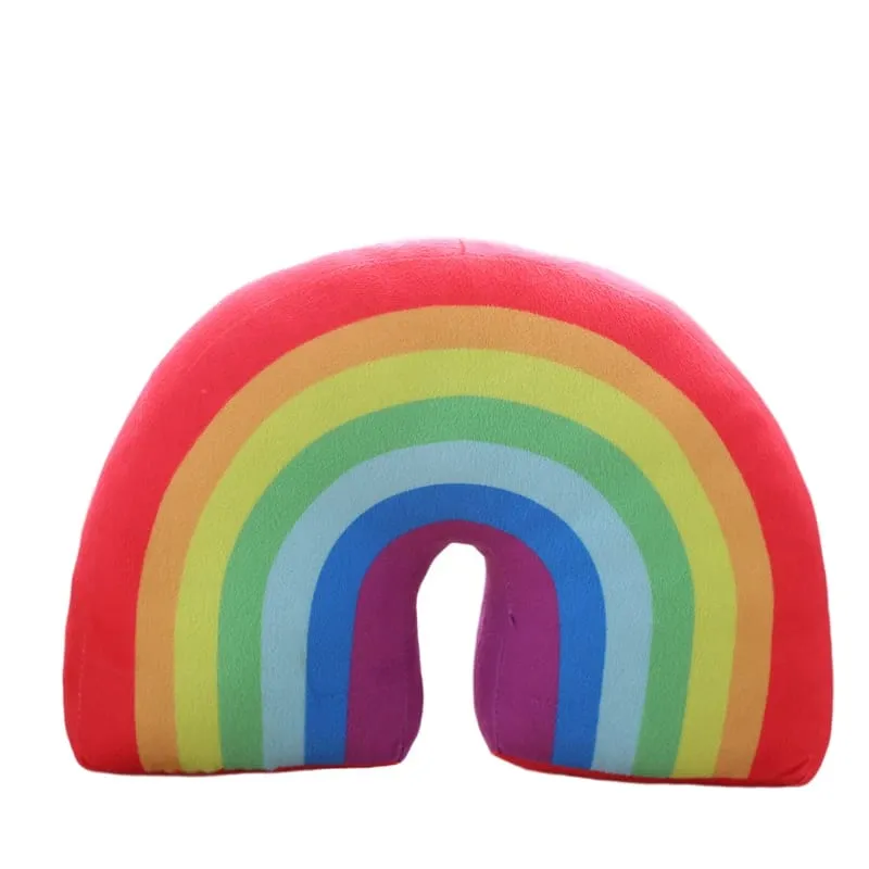 35x25cm Rainbow Plush Pillow Stuffed Red Pink Sky Cushion C Shape Head Support Pillow Home Decor Plushie Prop Gift