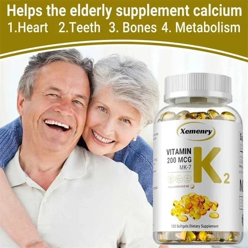 Vitamin K2 MK-7 Supplement - Understøtter Calcium Absorption Knogler Ledimmunitet og hjertesundhed Let at sluge