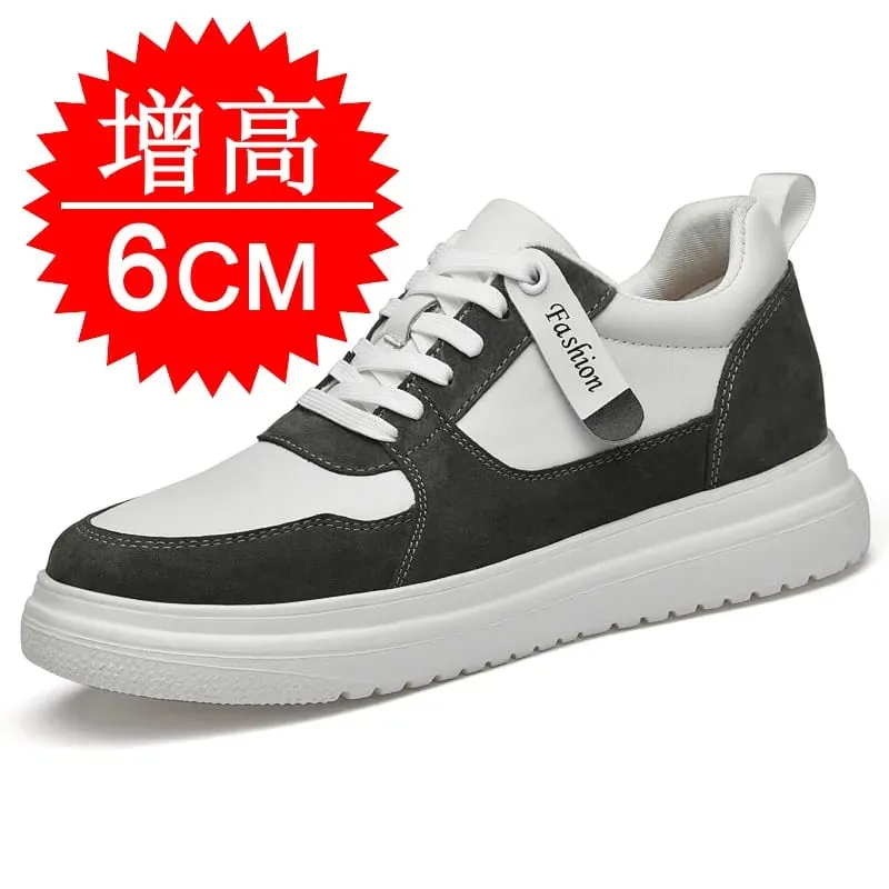 Plus Size37-46 Lift Sepatu Pria Lift Sepatu Tinggi Meningkatkan Insole 8Cm Putih Hitam Lebih Tinggi Sepatu Pria Rekreasi Sepatu Fashion