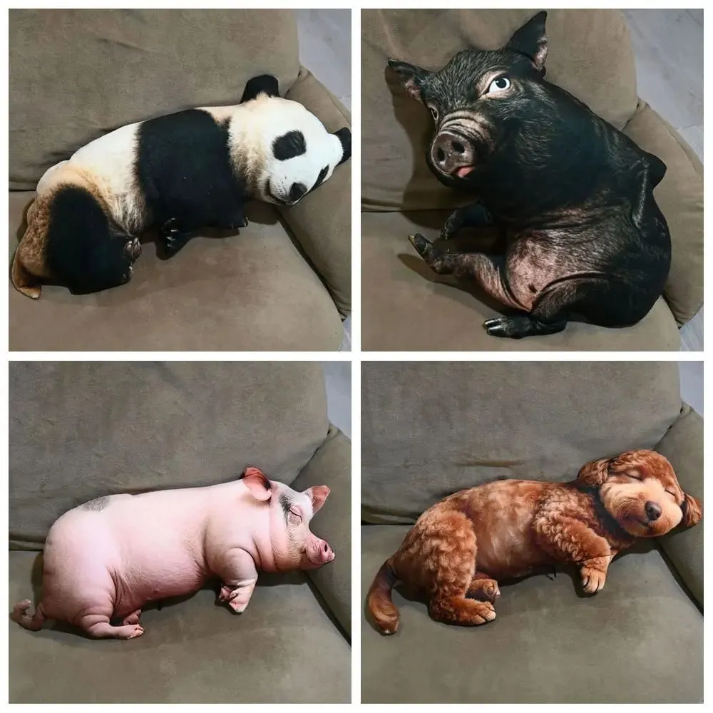 Plush Material Animal Body Pillow PP Cotton Filled Soft Texture Animal Cushion Doll Toys 40cm Size Cute Design Bag Decoration
