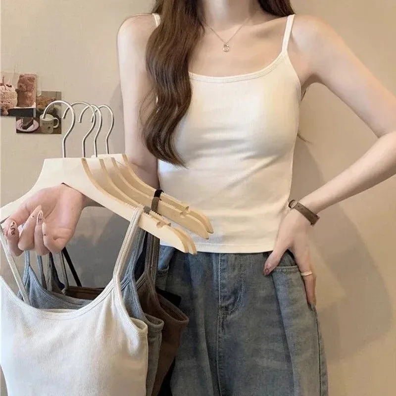 Cotton Feel Solid Sling Camisole Women Crop Top 35-75kg Sleeveless Sexy Slimming Vest Tank Base Tee Underwear Daily Staple 2026 — image 8