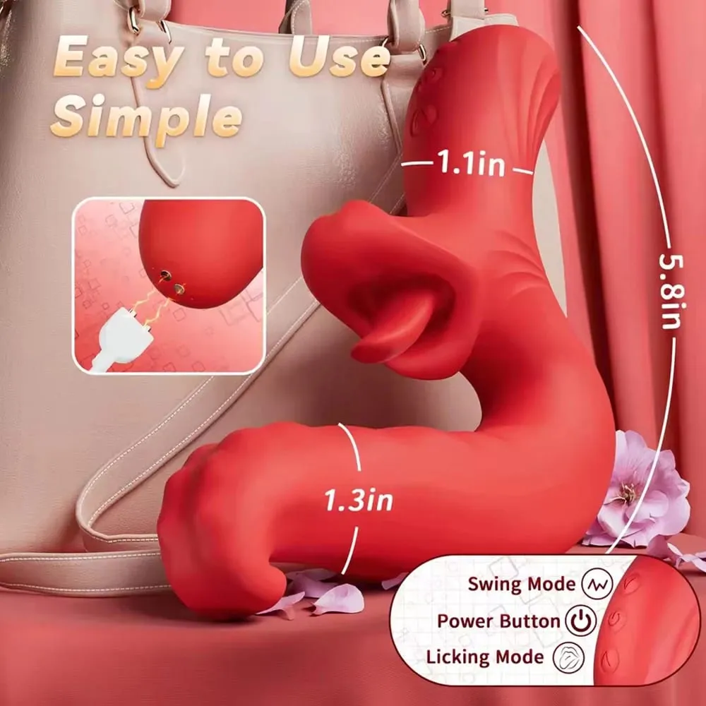 Powerful Tongue Vibrator for Women 10 Swing & 10 Licking Dildo Vibrators G Spot Clitoral Stimulator Female Masturbator Sex Toys — image 2