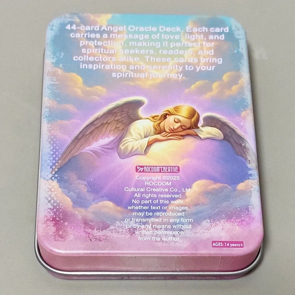 Angels Guidance Oracle Deck - 11.5*8cm 44 Cards with Guidebook Inspirational Divination Cards in Tin Box for Spiritual Growth