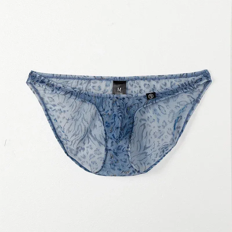 Men Leopard Printed Mesh Underwear Ice Silk Thin Breathable Low Waist Quick Dry Cool Summer Mens Briefs Panties — image 21