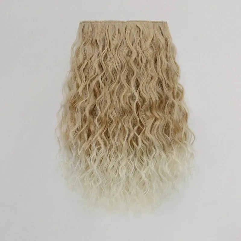 18Inch Synthetic One Piece 6 Clips Short Wavy Curly Clip-In Hair Extension Invisible Fulffy Black Brown Hairpiece for Women — image 12
