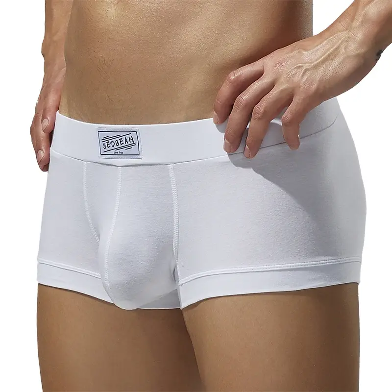 Men's solid color flat underwear, comfortable and breathable, high elasticity flat cut shorts
