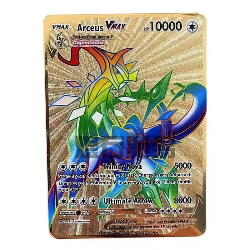 2026 NEW Pokemon Metal Card 10000 Points Arceus Charizard Super Card English Mewtwo Lucario Greninja Lillie Anime Cards