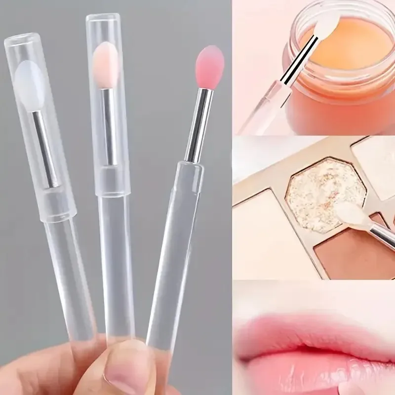 3/5/10PCS Portable Silicone Lip Brush With Cover Soft Multifunctional Lip Balm Applicator Lipstick Lipgloss Makeup Brushes