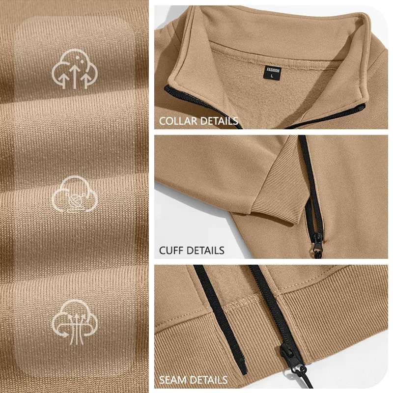Four Seasons men's full-zip soft-shell jacket with stand-up collar, side pockets, long sleeves and relaxed casual style
