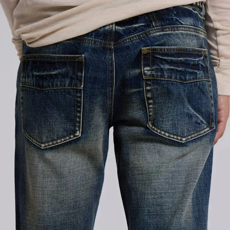 Y2K Mid Blue Flared Jeans Vintage Washed Men Women Bootcut Jeans Gothic High Street Unisex Streetwear Retro Baggy wide leg Pants — image 7