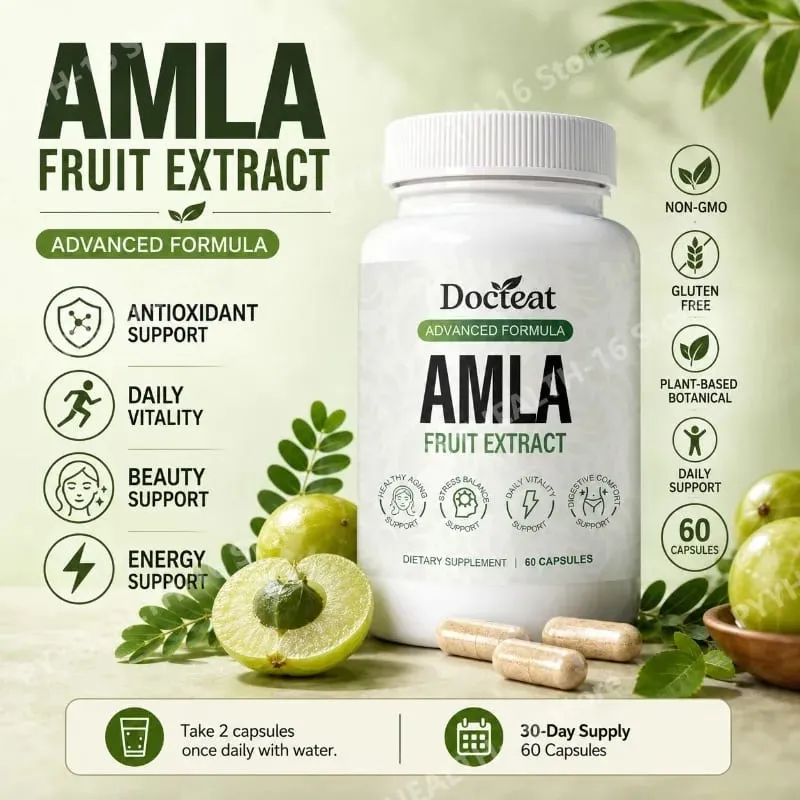 Docteat Amla Fruit Extract Capsules Immune Function Support Skin Health Support with Vitamin C B3 CoQ10 PQQ 60 Capsules