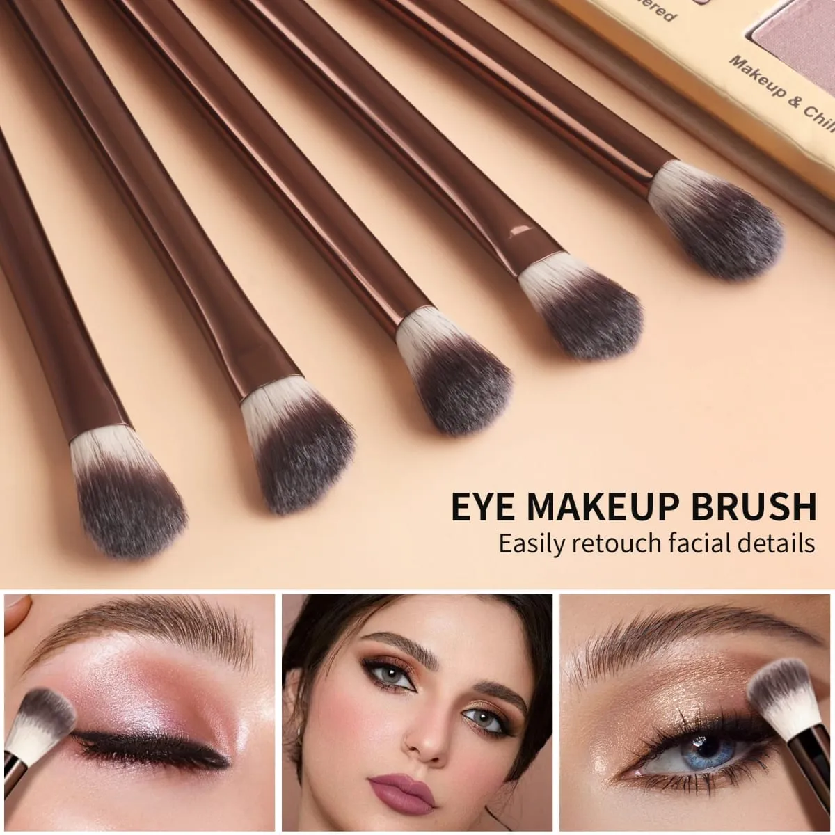 13Pcs Face & Eye Makeup Brushes Kit with Velvet Bag & 2 Triangle Puffs Makeup Tools for Beginners Daily Use — image 4