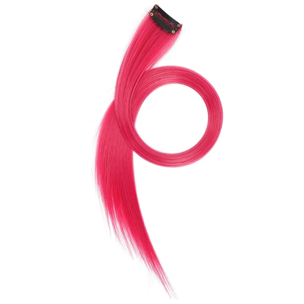 12pcs Colorful Bright Pink Hair Extensions Clip in Colored Party Highlights Extension Synthetic Hairpieces Straight for Women — image 10
