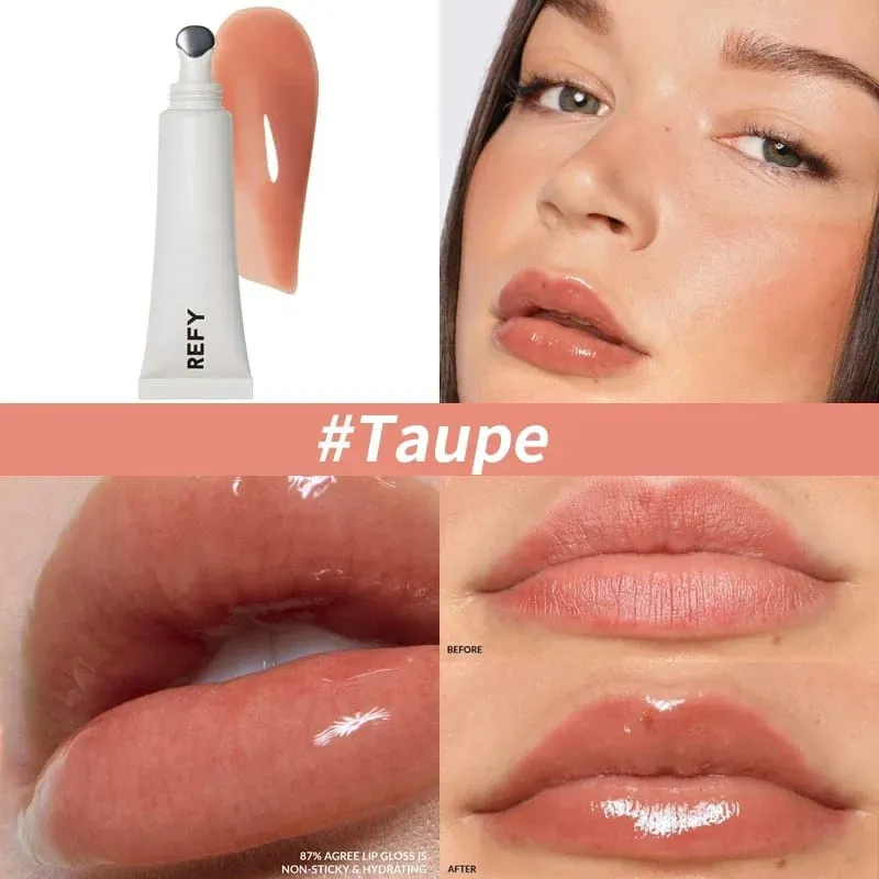 Glos Bibir Pelembap Lutsinar dengan Asid Hyaluronik Nonstick Melicinkan Bibir Melembapkan Mekap Penjagaan Bibir Jelas Berkhasiat