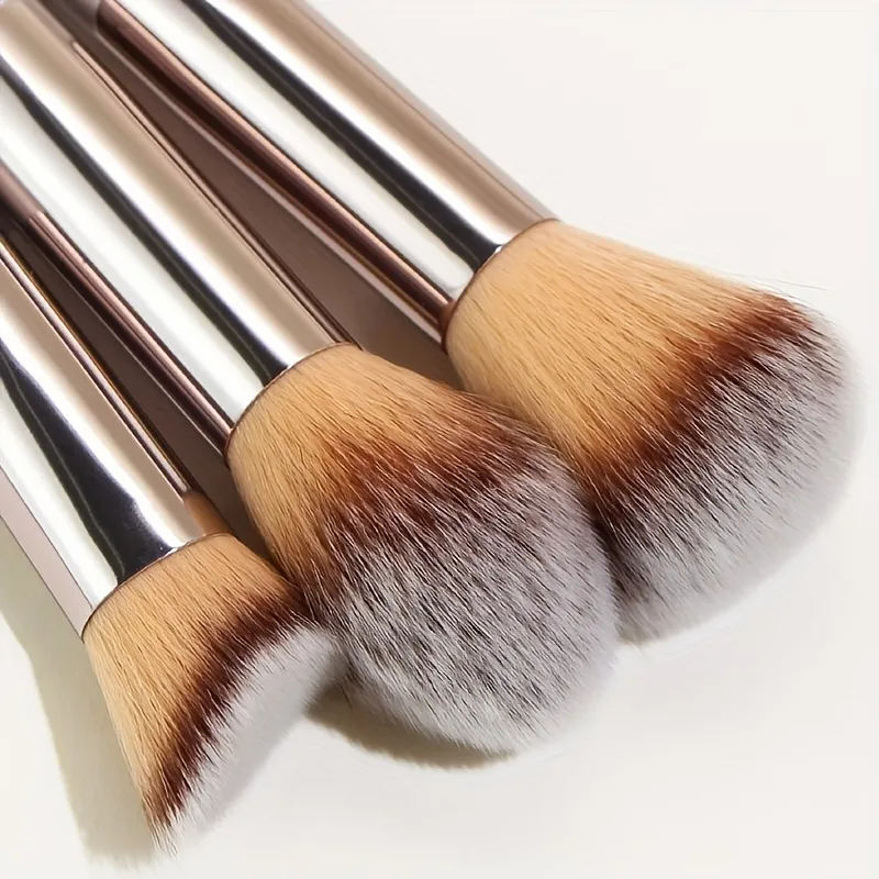 10 Pcs Champagne Gold Makeup Brushes Set Foundation Loose Powder Blush Concealer Eyeshadow Professional Beauty Tool Kit