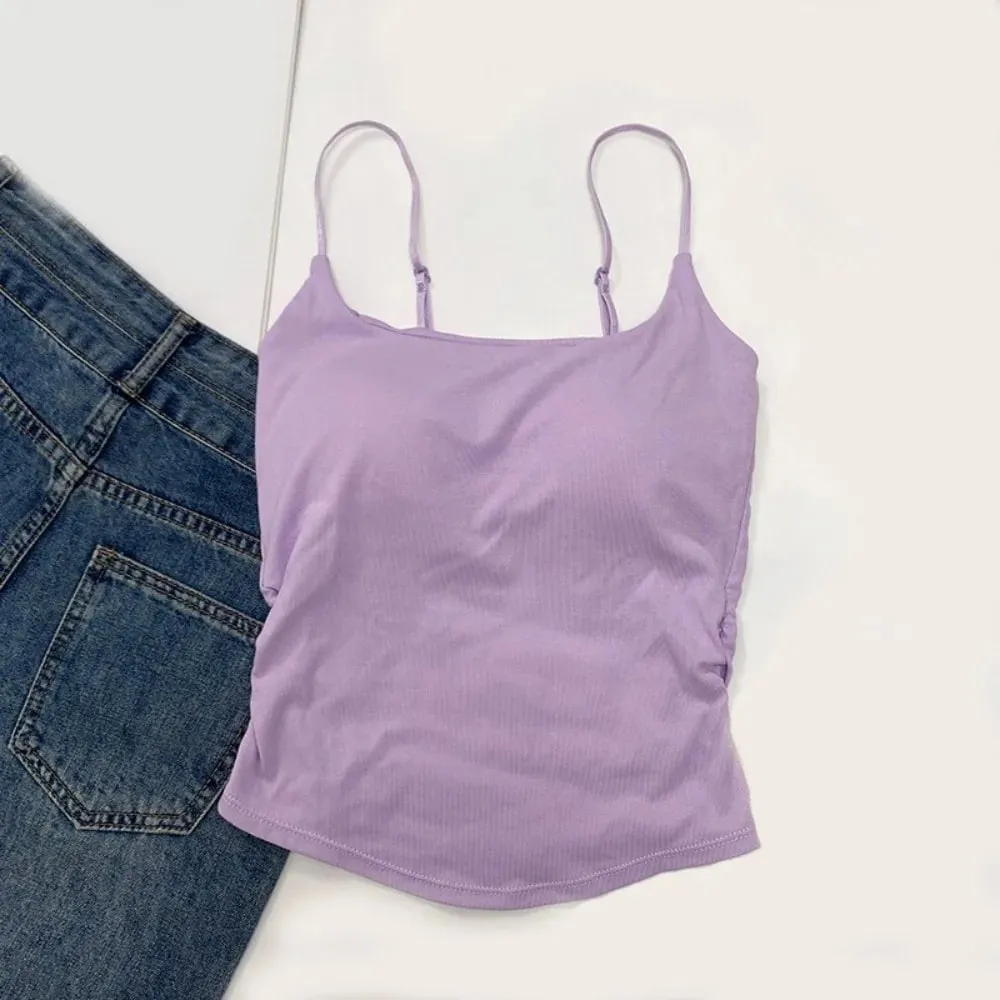 Sweet Sleeveless Suspender Vest Slim With Padded Cups Fitted Tops Underwear Short Vest Sports Activities — image 16