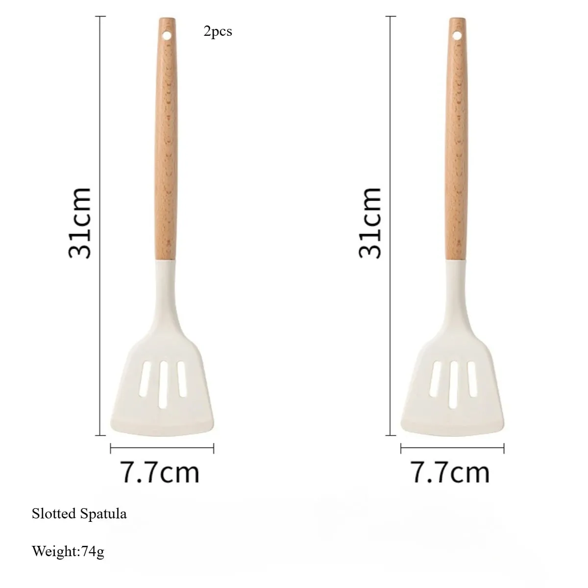 2/12Pcs White Silicone Kitchen Utensils Set with Wooden Handle Cookware Spatula Heat Resistant Non-stick Kitchen Cooking Tools — image 14