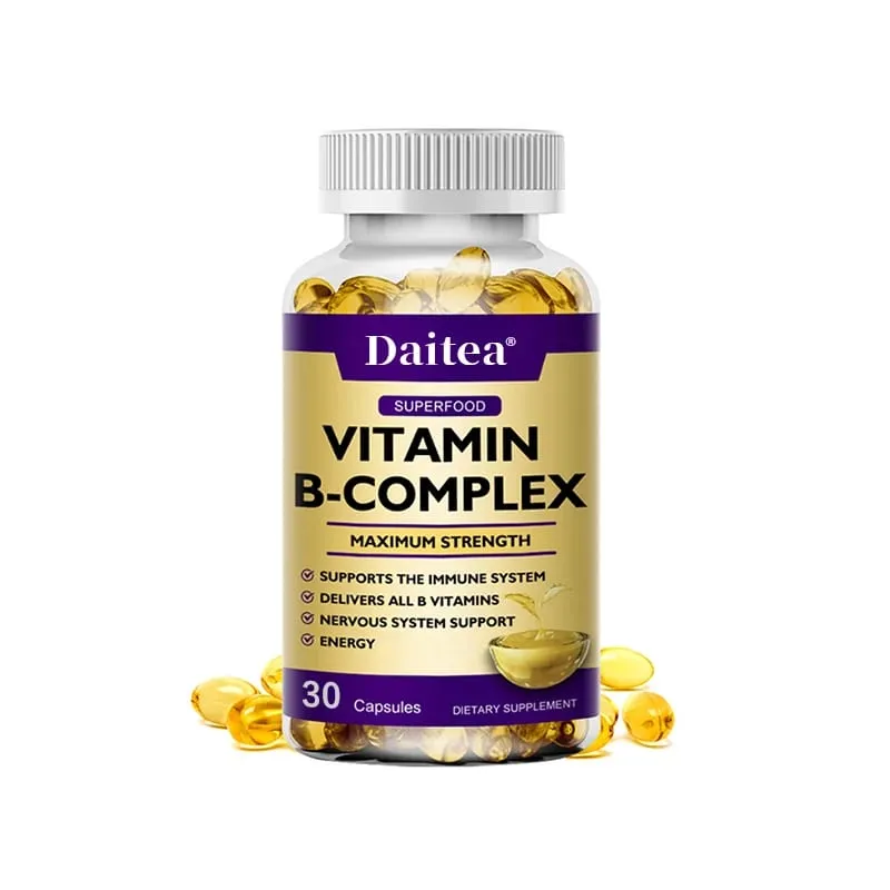 Vitamin B-Complex Capsules - Energy Immune & Nervous System Support Relieve Stress Improve Digestion