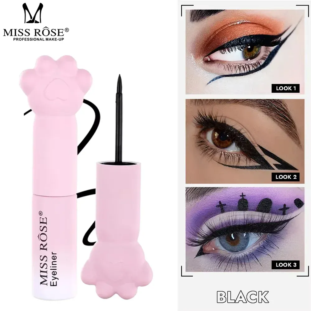 Pink Cat Paw Black Liquid Eyeliner Pen Fast Drying Long-lasting Smudge Proof Makeup Holding Premium Eye Liner Pen Eye Cosmetics — image 2
