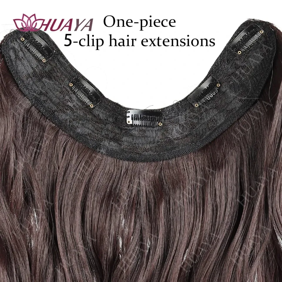 Clip in Hair Extensions 20” One Piece Hair Extension Long Wavy Layered Hairstyles Natural Soft Synthetic Hairpieces for Women — image 3
