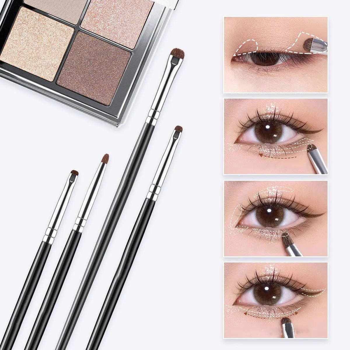 Ensemble de pinceaux de maquillage pour fard à paupières, poils de cheval doux, surligneur de paupières, ver à soie couché, outils de maquillage pour les yeux, 2/4 pièces — image 3