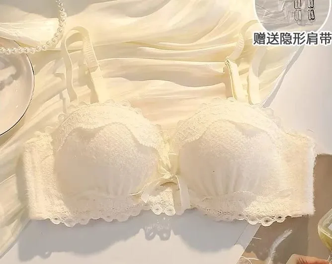 Women Strapless Wireless Bra Anti-Slip Half Cup Small Bust Compression Enhancer Anti-Sag Soft Sexy Lingerie Underwear Set — image 8