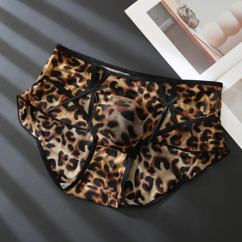 Men's Ruffle Mesh Sissy Panties See Through Crossdresser Silky Knicker Hollow High Waist Brief Sissy U Convex Pouch Underpant