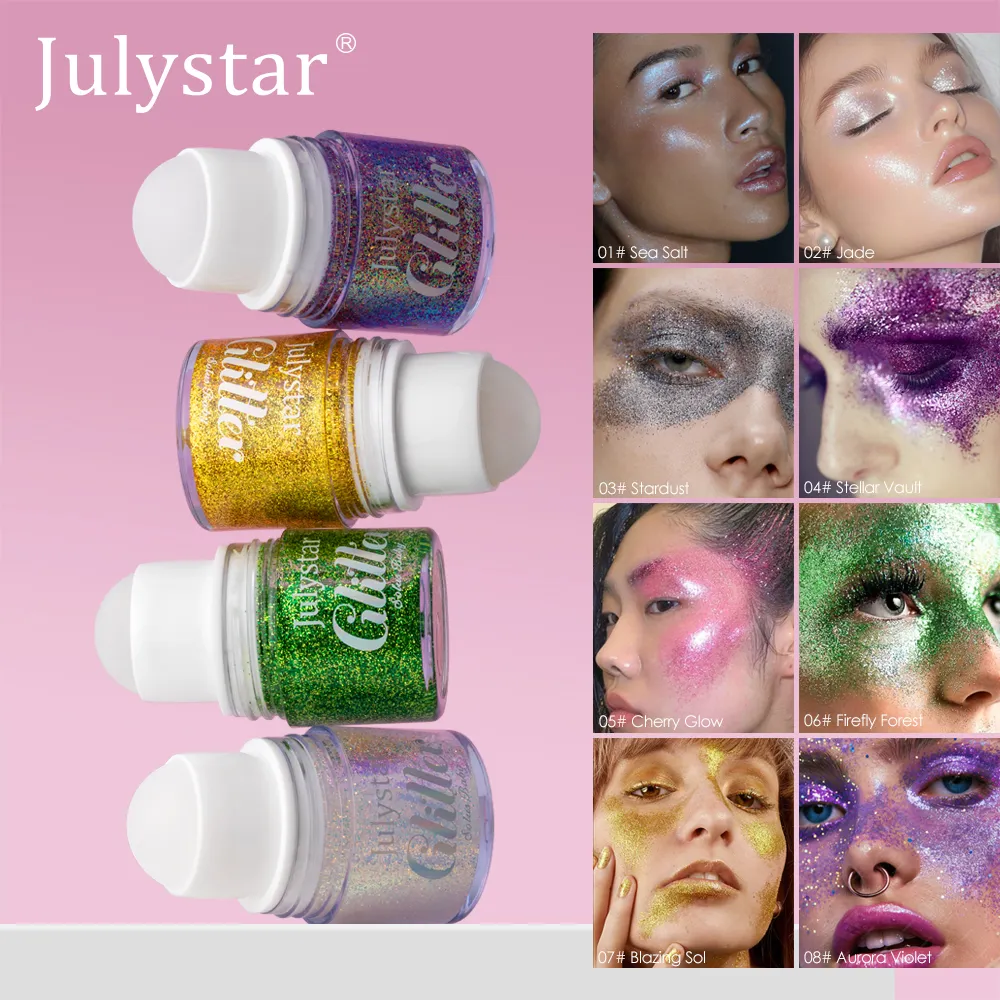 Rolling Sequins Glitter Gel Face Body Painting Shiny Liquid Green White Pearl Gloss Eye Shadow Brighten Stage Makeup Decoration