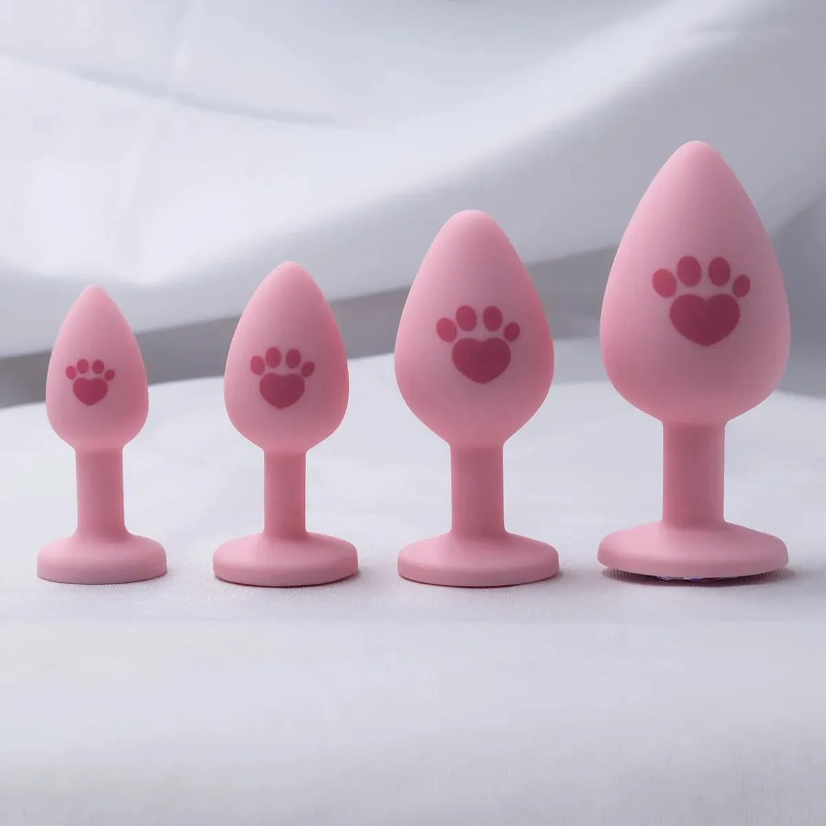 New 4 Sizes Cat Paw Silicone Anal Plug Pink Butt Plug Crystal Base Anus Dilator Expander Sex Toys For Woman Men Prostate Massage