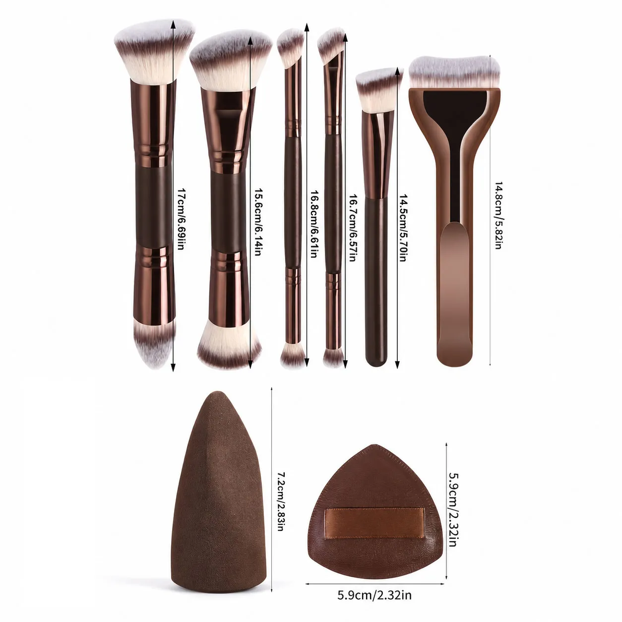 Makeup Brush Set 6pcs Double Headed Makeup Brushes 4pcs Air Cushion Puff Multifunctional Foundation Brush Concealer Brush Powder