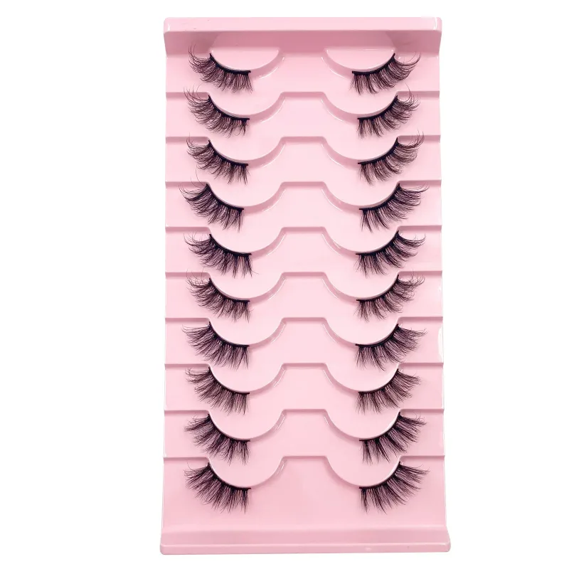 3D Cat Eye Lashes Half Eyelashes 10Pairs Half Lashes Natural Clear Stem False Eyelash Extension Makeup Faux Cils maquiag