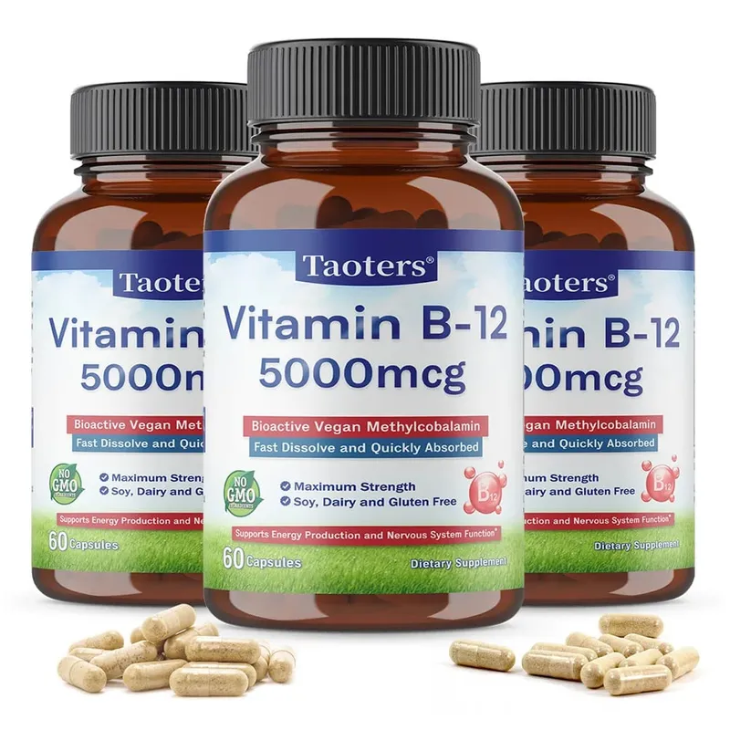 Vitamin B12 5000 Mcg - Supports Heart Health Nervous System Promotes Metabolism Increases Energy Levels Relieves Fatigue