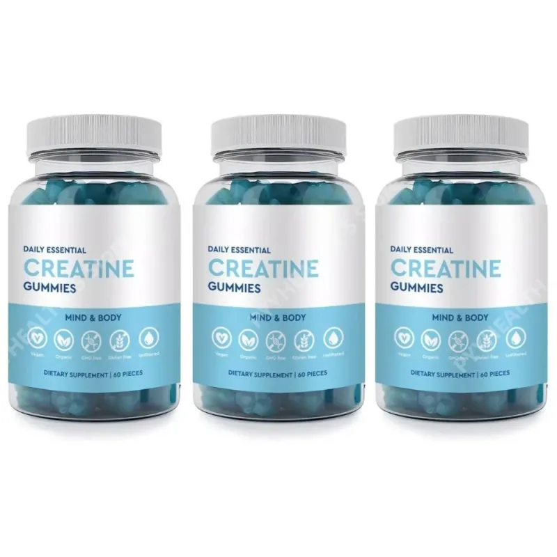 Creatine Gummies Vegan Bukan GMO Tanpa Gluten Organik Rendah Gula Menyokong Prestasi Olahraga untuk Dewasa Uniseks 60 Kiraan — image 6