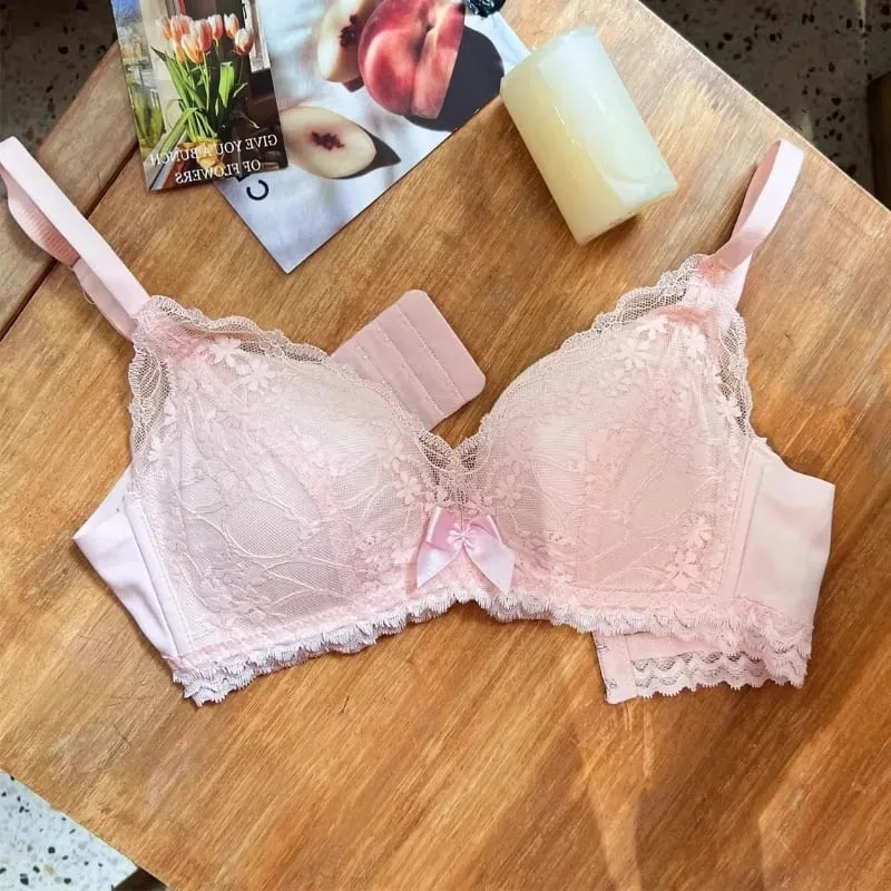 French Style Wireless Shaping Lingerie Set Push Up Lift Anti Sagging Lace Bra Elegant Comfort Soft Support Women Underwear Set — image 4