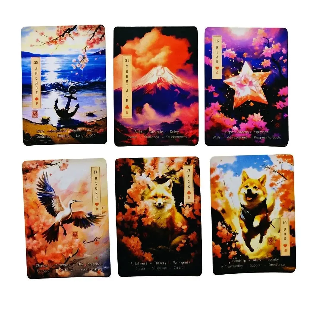 Japanese Cherry Blossom Themed Oracle Cards 9*6cm Le Sakura Lenormand Cards - 36 Card Deck with Keywords — image 3