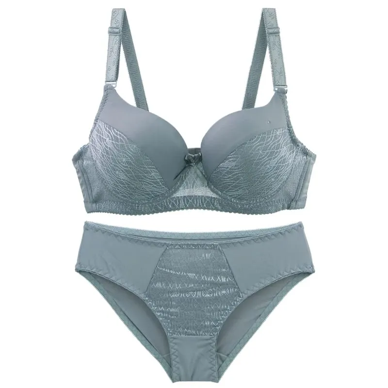 DaiNaFang Seamless Adjustable Minimizer Bra Set Breathable Push Up Side Support Sweat Proof Lingerie ABC Cup Underwear